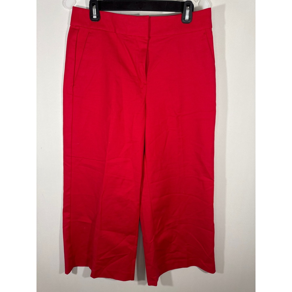 Loft Womens Red Wide Leg Crop Pants High Rise Career Trousers Size 6